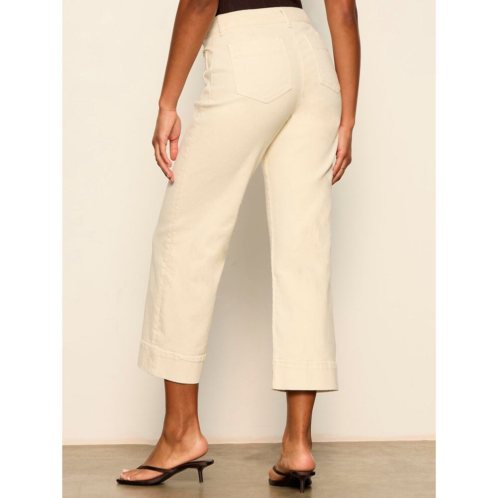 SANCTUARY French Vanilla The Marine Standard Rise Denim Wide Leg Crop Jeans - Picture 5 of 12
